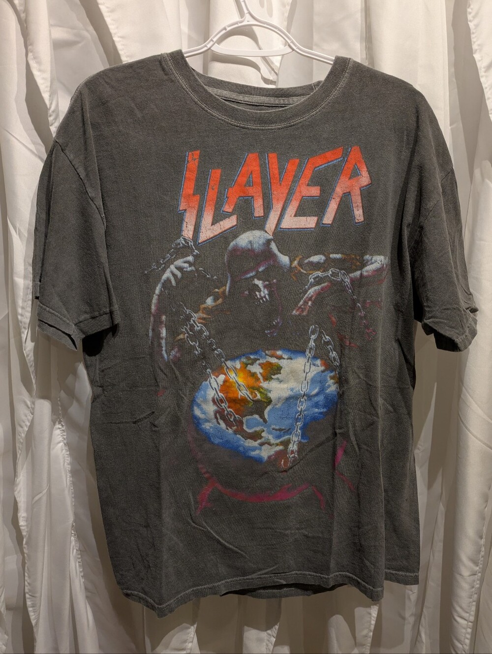 14 Slayer North American Tour Graphic T-Shirt Charcoal Gray Heavy Metal Tee